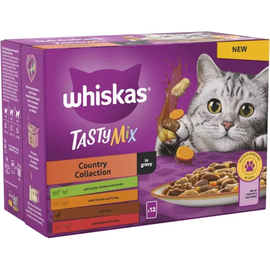 Whiskas 1+ Cat Pouches Tasty Mix Catch Of The Day in Gravy 12x85g