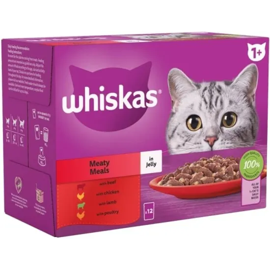 Whiskas 1+ Cat Pouches Fish & Meaty Selection in Jelly 12x100g pk