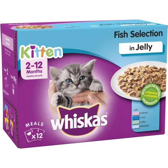 Whiskas 2-12mths Cat Pouches Poultry Feasts in Jelly 12x85g