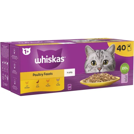 Whiskas 1+ Cat Pouches Fish Favourites in Jelly 40x85g