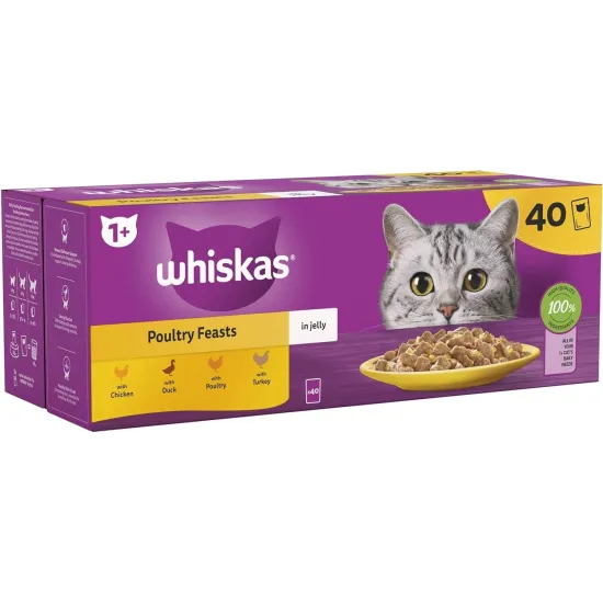 Whiskas 1+ Cat Pouches Tasty Mix Chef Choice in Gravy 40x85g