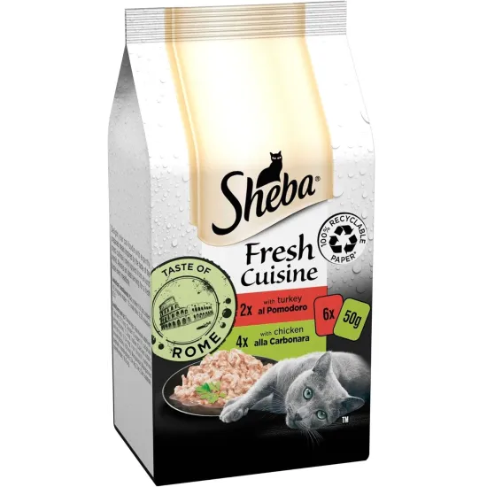 Sheba Fresh Cuisine Taste of Tokyo Cat Pouches with Salmon & Tuna in Gravy 6x50g