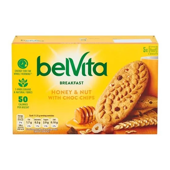 Belvita Breakfast Biscuits Honey & Nuts with Choc Chips 225g