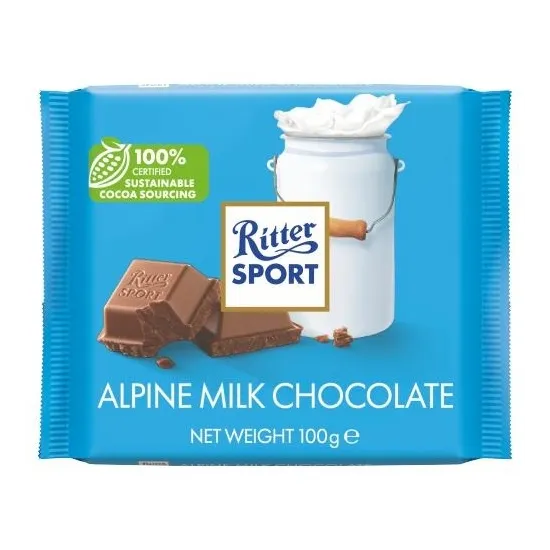 Ritter Sport  Alpine Milk Chocolate 30% Cocoa 100g