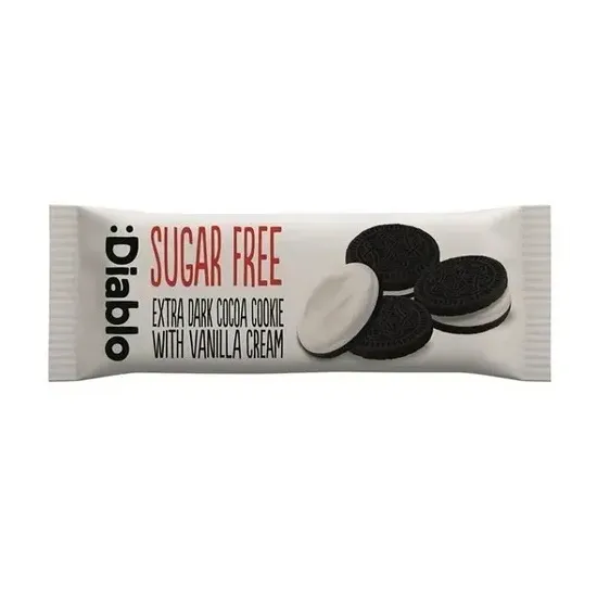 Diablo Sugarfree  Extra Dark Sandwich Cookies with Vanilla Cream  44g