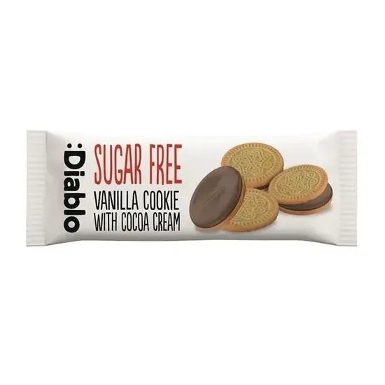 Diablo Sugarfree  Vanilla Sandwich Cookies with Cocoa Cream  44g