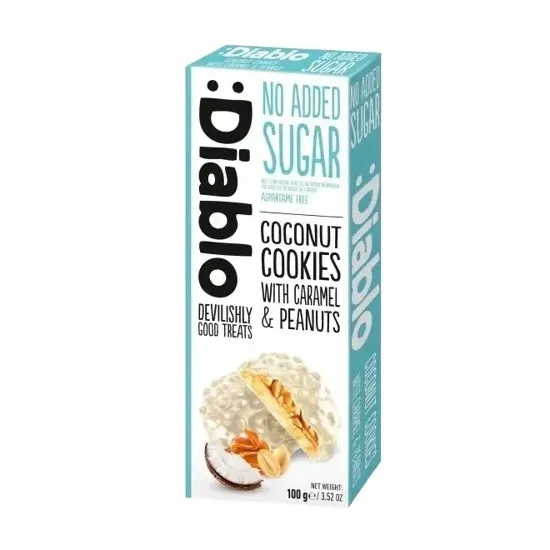 Diablo No Added Sugar  Coconut Cookies with Caramel and Peanuts 100g
