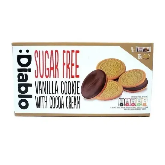 Diablo Sugarfree  Vanilla Sandwich Cookies with Cocoa Cream   176g