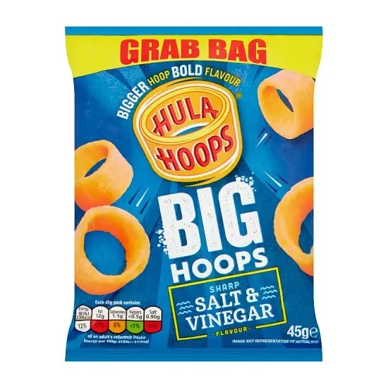 Hula Hoops Big Hoops Salt & Vinegar Grab Bag Crisps 45g
