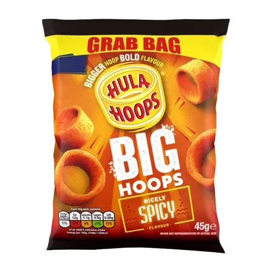 Hula Hoops Big Hoops Nicely Spicy Grab Bag Crisps 45g
