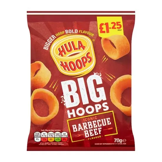 Hula Hoops Big Hoops BBQ Beef Crisps PMP 70g