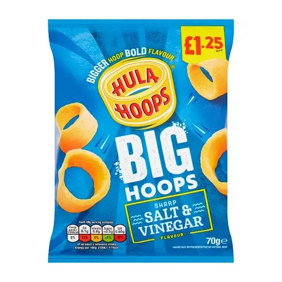 Hula Hoops Big Hoops Salt & Vinegar Crisps  PMP 70g