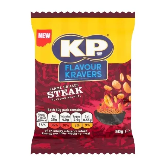 KP Flavour Kravers Flame Grilled Steak Peanuts 50g