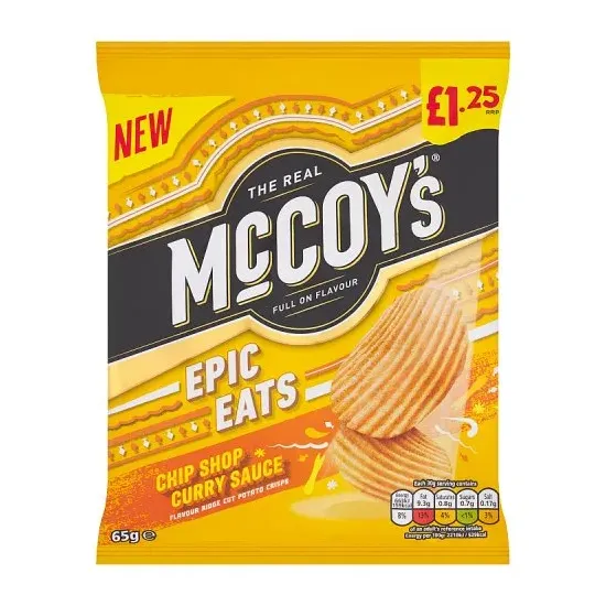 McCoy's Epic Eats Chips Shop Curry Sauce Sharing Crisps PMP 65g