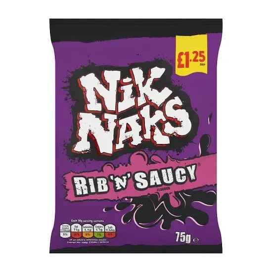 Nik Naks Rib 'N' Saucy Crisps PMP 75g