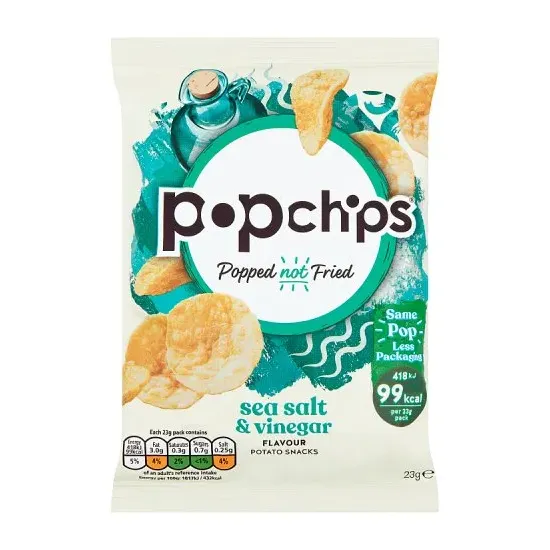 Popchips Sea Salt & Vinegar Crisps 23g