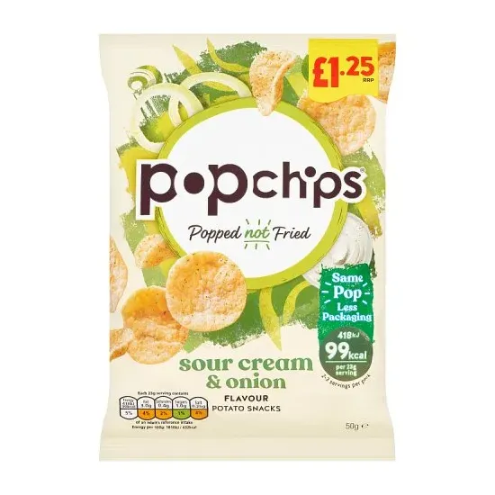 Popchips Sour Cream & Onion Crisps PMP 50g