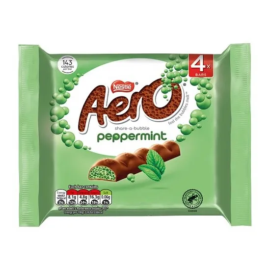 Aero Bubbly Peppermint Bar Multipack(4x27g)