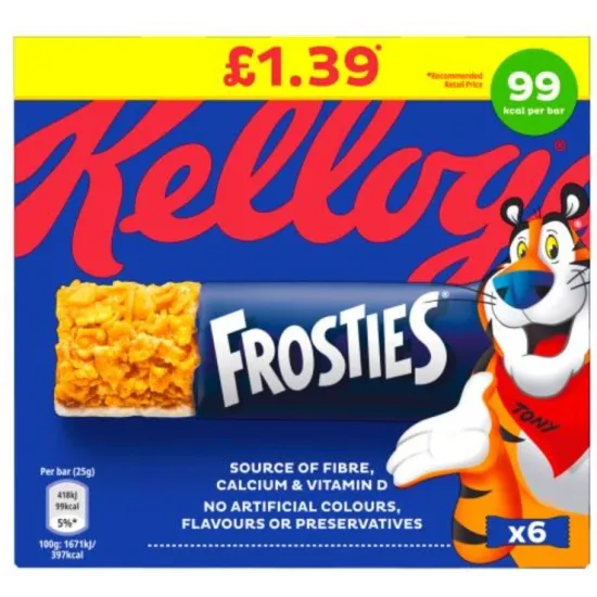 Kelloggs Frosties Cereal Bar 6 Pack PMP Kelloggs Frosties Cereal Bar 6 Pack PMP