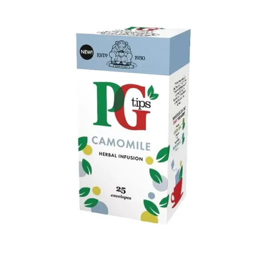 PG Tips Tea Bags Chamomille Herbal 25s Box Paper Envelope