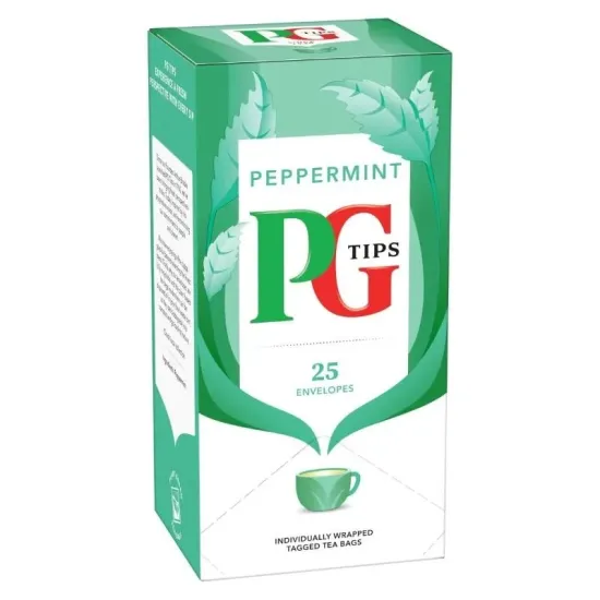 PG Tips Tea Bags Peppermint Herbal 25s Box Paper Envelope