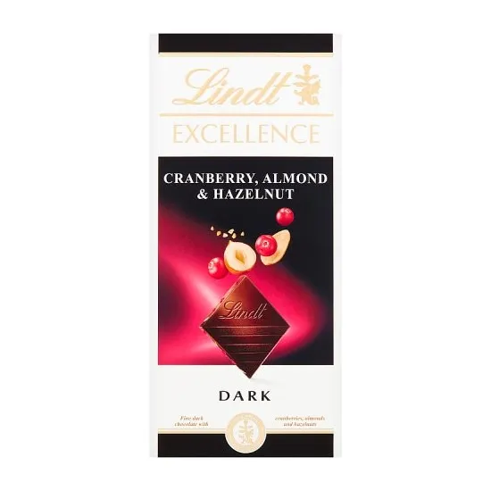 Lindt Excellence Dark Almonds Hazelnut & Cranberry 100g