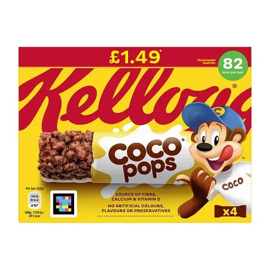 Kelloggs Coco Pops Cereal Bar 4 Pack PMP