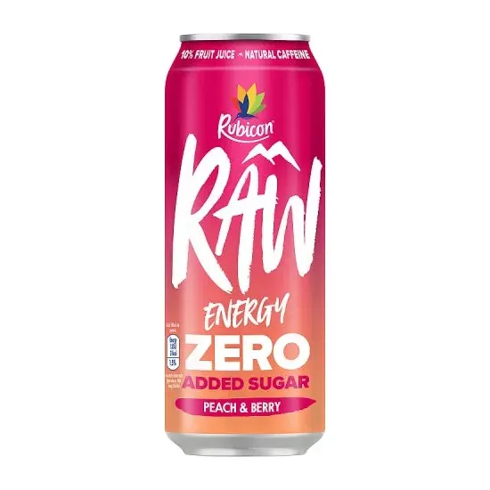 Rubicon Raw Energy Zero Added Sugar Peach & Berry 500ml