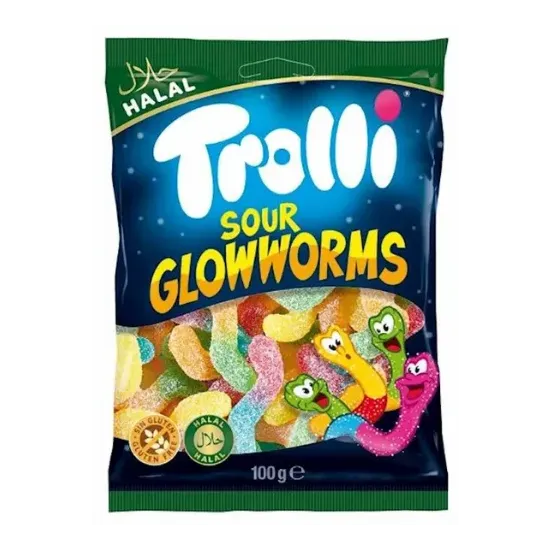 Trolli Sour Glowworms Bags (Halal) 100g