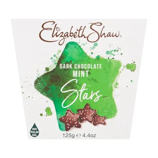 Elizabeth Shaw Dark Mint Stars 125g