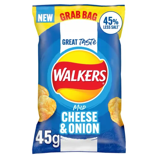 Walkers Less Salt Mild Cheese & Onion Crisps 45g