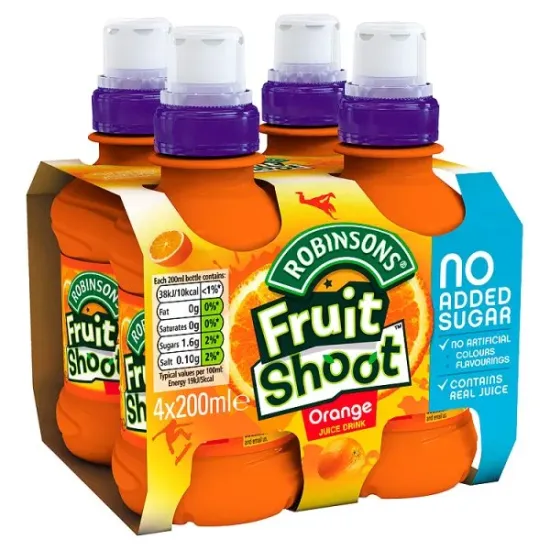 Fruit Shoot No Added Sugar Orange 4Pk 200ml