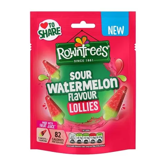 Rowntrees Sour Watermelon Lollies Pouch 130g