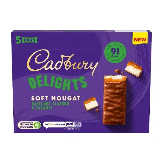 Cadbury Delights Nougat Hazelnut & Caramel 5pk 110g
