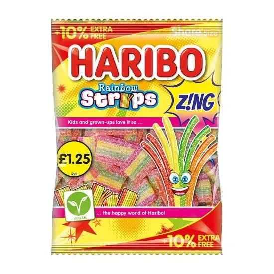 Haribo Zing Rainbow Strips PMP (10% Extra Free) 143g