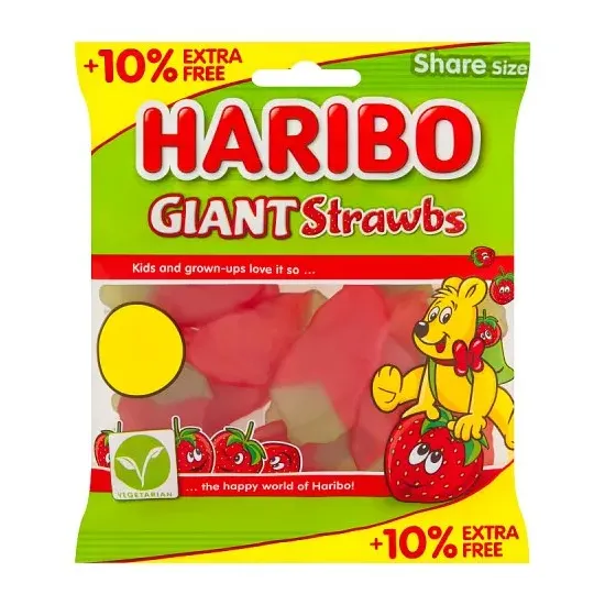Haribo Giant Strawbs PMP (10% Extra Free) 154g