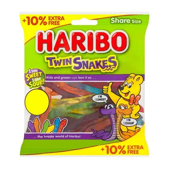 Haribo Twin Snakes PMP (10% Extra Free) 154g