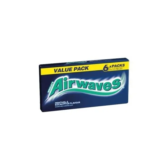 Airwaves Menthol & Eucalyptus Chewing Gum Sugarfree  Multipack 6 x 10 Pieces