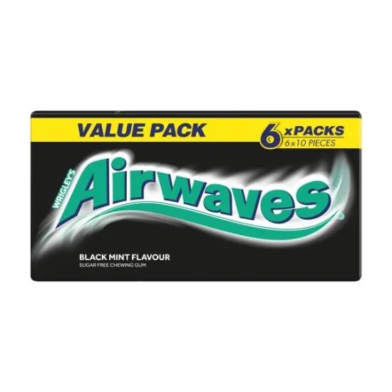 Airwaves Blackmint Chewing Gum Sugarfree Multipack 6 x 10 Pieces