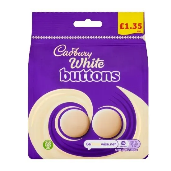 Cadbury White Buttons PMP 85g Cadbury White Buttons PMP 85g