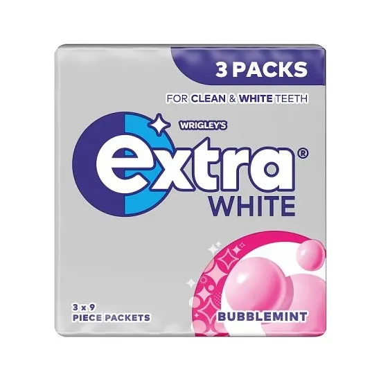Extra White Bubblemint Chewing Gum Sugarfree Multipack 3x9 Pieces
