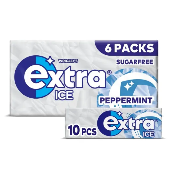 Extra Ice Peppermint Chewing Gum Sugarfree Multipack 6 x 10 Pieces