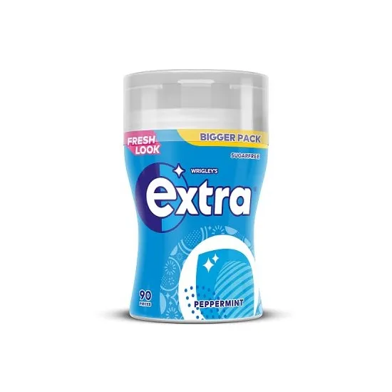 Extra Peppermint Chewing Gum Sugar Sugarfree Bottle 90 Pieces
